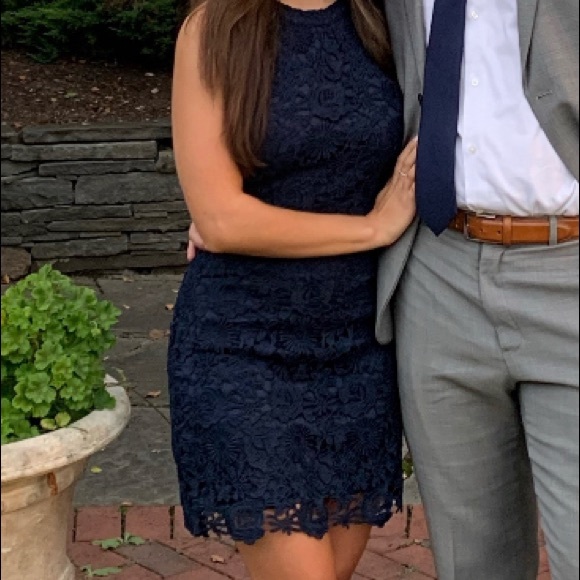 ACCEPTING OFFERS- Lulus Navy Blue Lace Dress - Picture 3 of 3